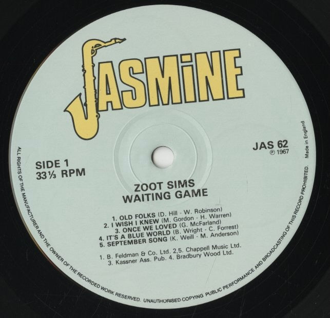 Zoot Sims / ズート・シムズ / Waiting Game (JAS 62)