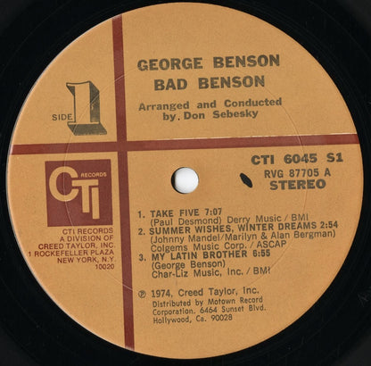 George Benson - Bad Benson (CTI 6045) LP 1974 US CTI｜中古LP