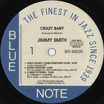 Jimmy Smith / Crazy! Baby (BST 84030) LP 1986 US Blue Note｜中古LP