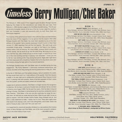Gerry Mulligan - Chet Baker / ジェリー・マリガン　チェット・ベイカー  / Timeless (GXF-3112)