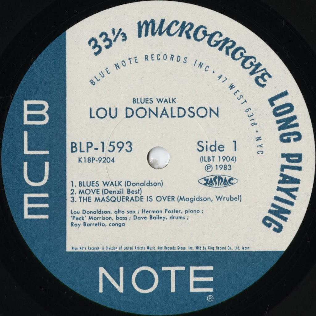 Lou Donaldson - Blues Walk (K18P-9204) 1983 JPN Blue Note｜中古LP