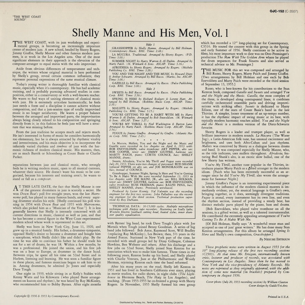 Shelly Manne / シェリー・マン / And His Men, Volume 1 (OJC-152)