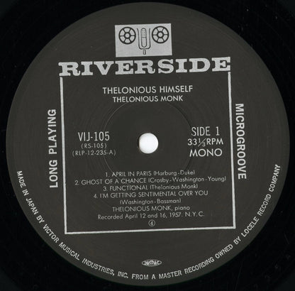 Thelonious Monk - Thelonious Himself (VIJ-105) 1984 JPN Riverside / Victor｜中古LP