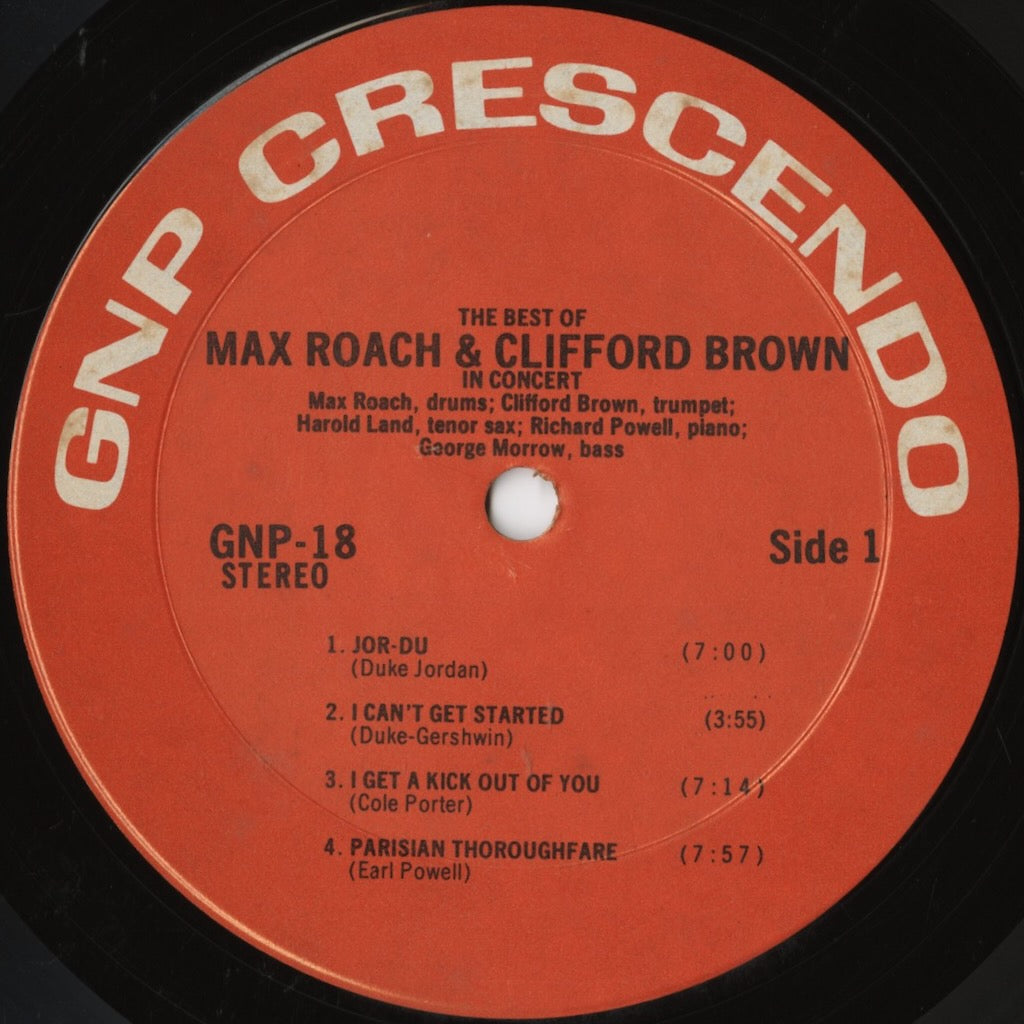 Max Roach And Clifford Brown - The Best Of Max Roach And Clifford Brown In Concert (GNP-18) LP 1973 US GNP｜中古LP
