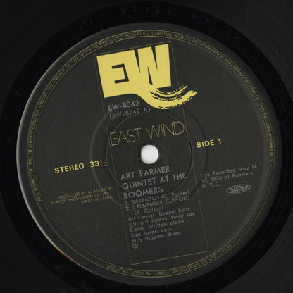 Art Farmer Quintet - At Boomers (EW-8042) LP 1976 JPN East Wind｜中古LP
