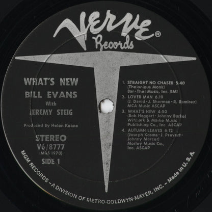 Bill Evans - What’s New (V6-8777) 1969 US Verve｜中古LP