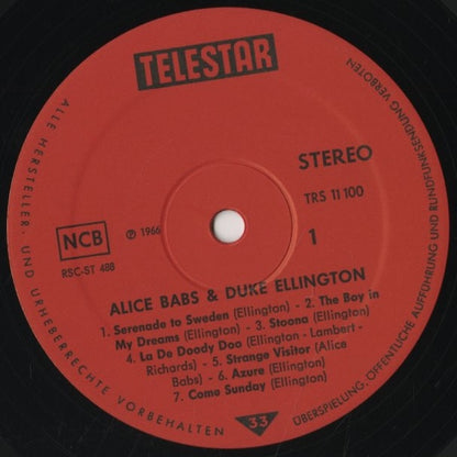 Alice Babs & Duke Ellington / アリス・バブス　デューク・エリントン / Serenade To Sweden (TRS 11100)