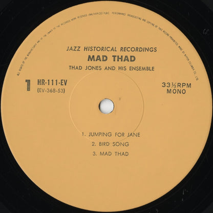 Thad Jones – Mad Thad (HR-111-EV) LP 1972 JPN Jazz Historical Recordings | 中古LP