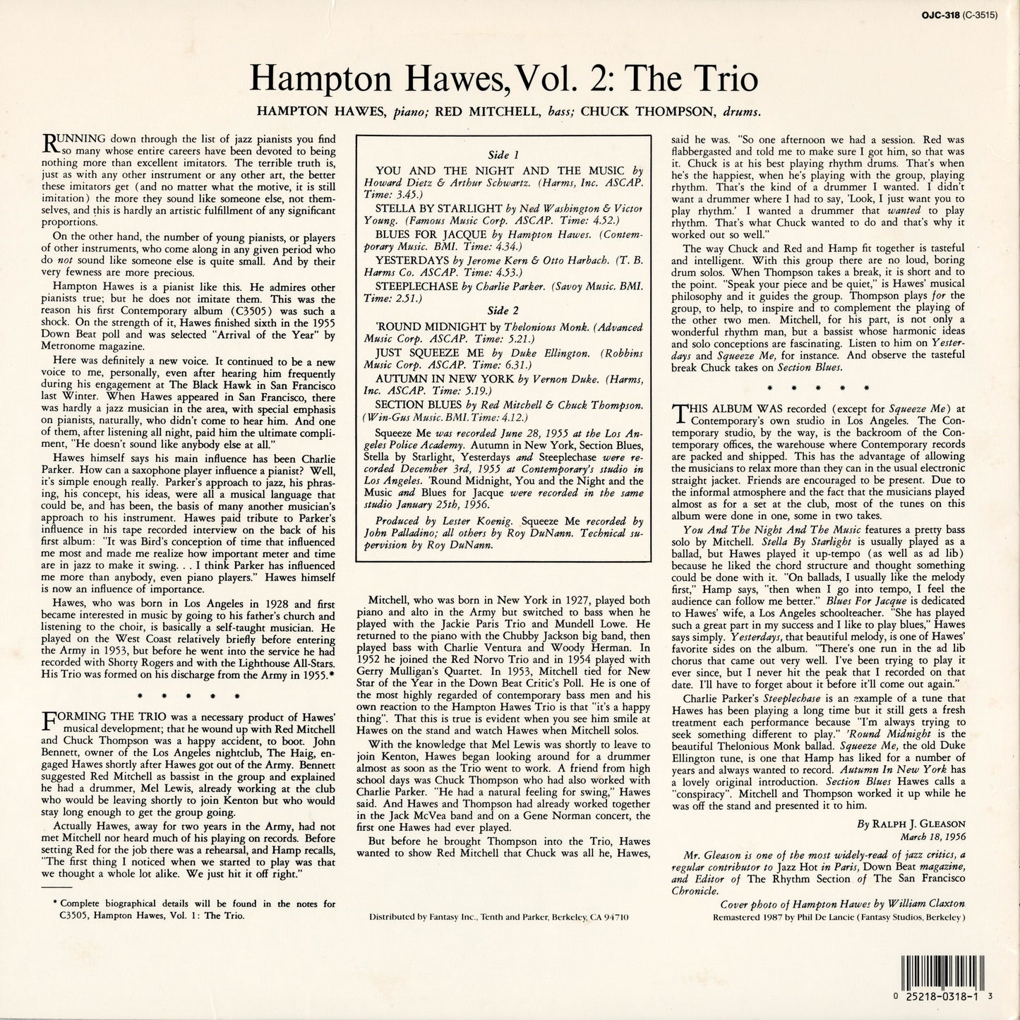 Hampton Hawes / ハンプトン・ホーズ / This Is Hampton Hawes Vol. 2: The Trio (OJC-318)