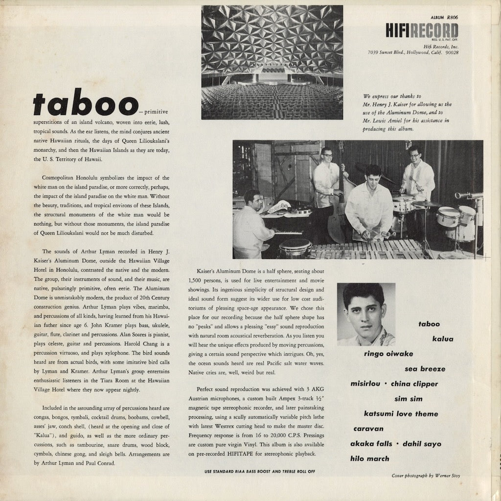 Arthur Lyman - Taboo (SR 806) 1958 US Hifi Record｜中古LP