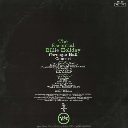 Billie Holiday - The Essential Billie Holiday - Carnegie Hall Concert (2304 343) 1983 FRA Verve｜中古LP