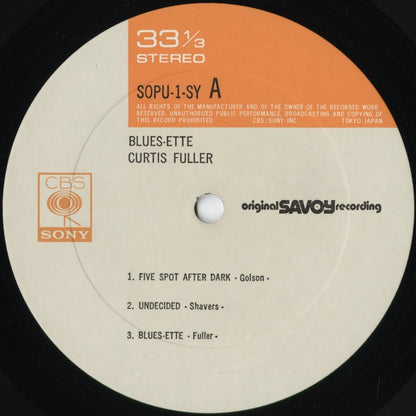 Curtis Fuller - Blues-Ette (SOPU-1SY) 1976 JPN CBS/Sony｜中古LP