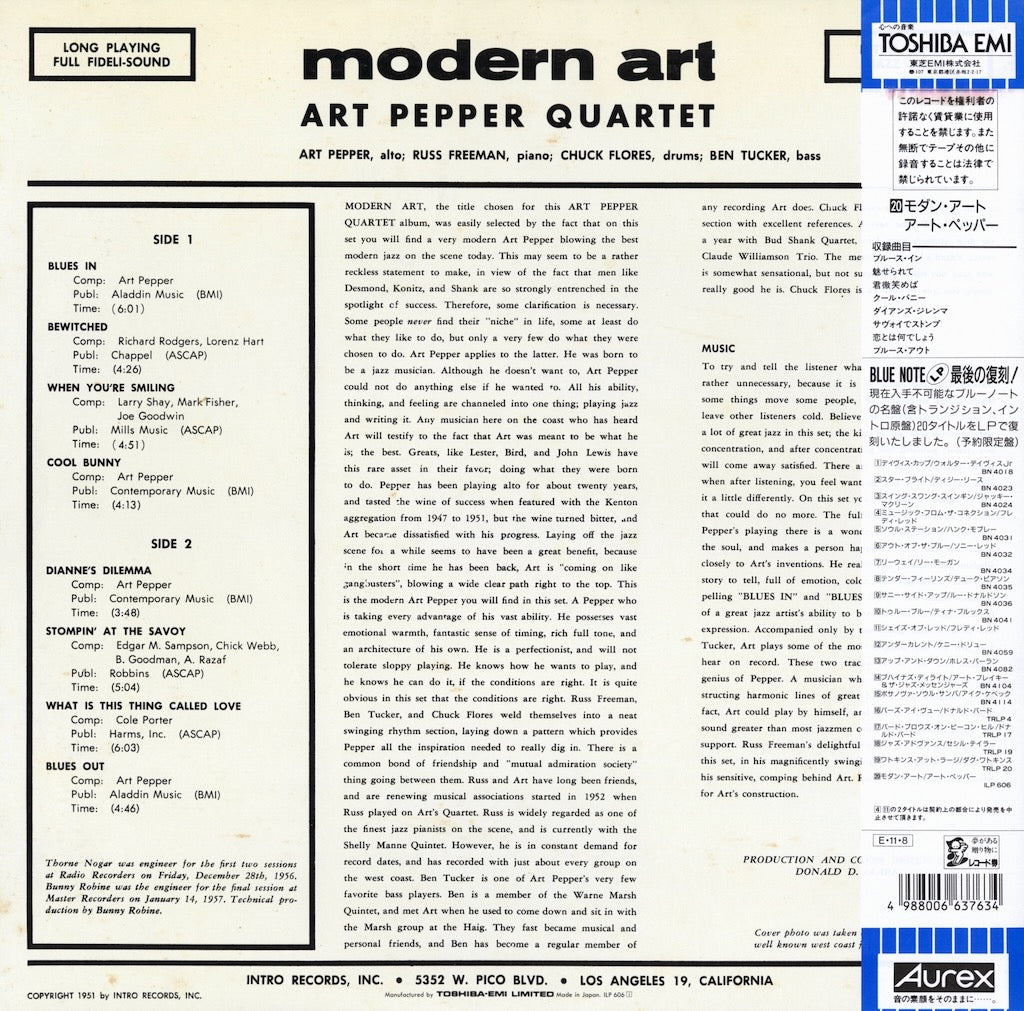 Art Pepper / アート・ペッパー / Modern Art (ILP 606)