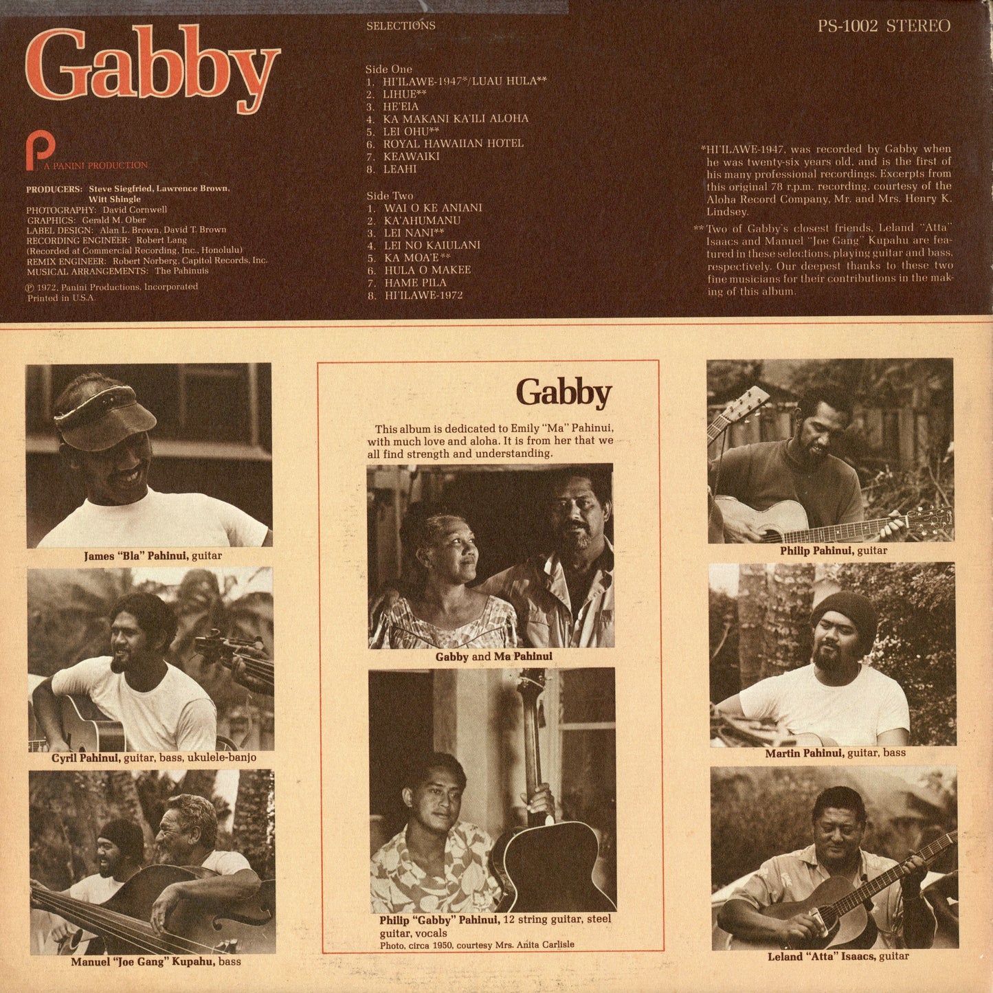 Gabby Pahinui / ギャビー・パヒヌイ / Gabby (PS-1002)