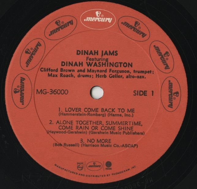 Dinah Washington / ダイナ・ワシントン / Dinah Jams (MG 36000)