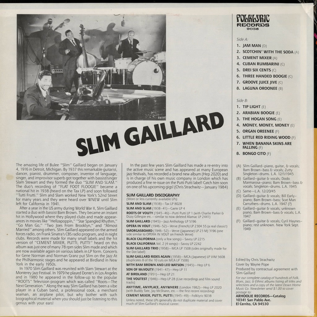 Slim Gaillard – Cement Mixer Put-Ti Put-Ti (9038) LP 1984 US Folklyric | 中古LP