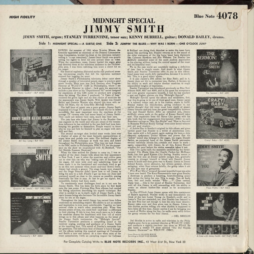 Jimmy Smith - Midnight Special (BLP-4078) 1961 US Blue Note｜中古LP