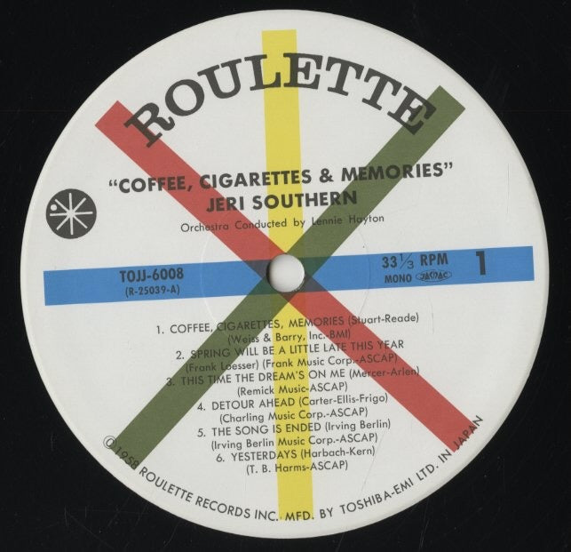 Jeri Southern / ジェリ・サザーン / Coffee, Cigarettes & Memories (TOJJ-6008)