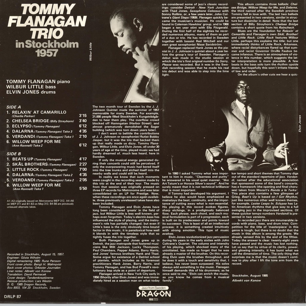Tommy Flanagan - In Stockholm 1957 (DRLP 87) 1985 SWE Dragon｜中古LP