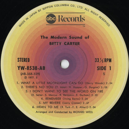 Betty Carter - The Modern Sound Of Betty Carter (YW-8538-AB) LP 1977 JPN ABC-Paramount