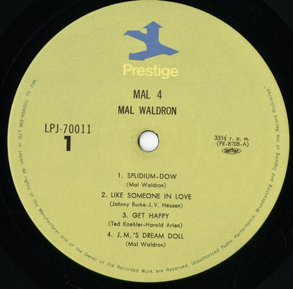 Mal Waldron - Mal 4/Trio (LPJ-70011) 1976 JPN Prestige｜中古LP