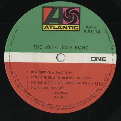 John Lewis - The John Lewis Piano (P-6117A) LP 1973 JPN Atlantic｜中古LP