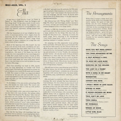 Ella Fitzgerald - Sings The Rodgers And Hart Song Book Vol. 1 (MG V-4022) LP 1959 US Verve｜中古LP