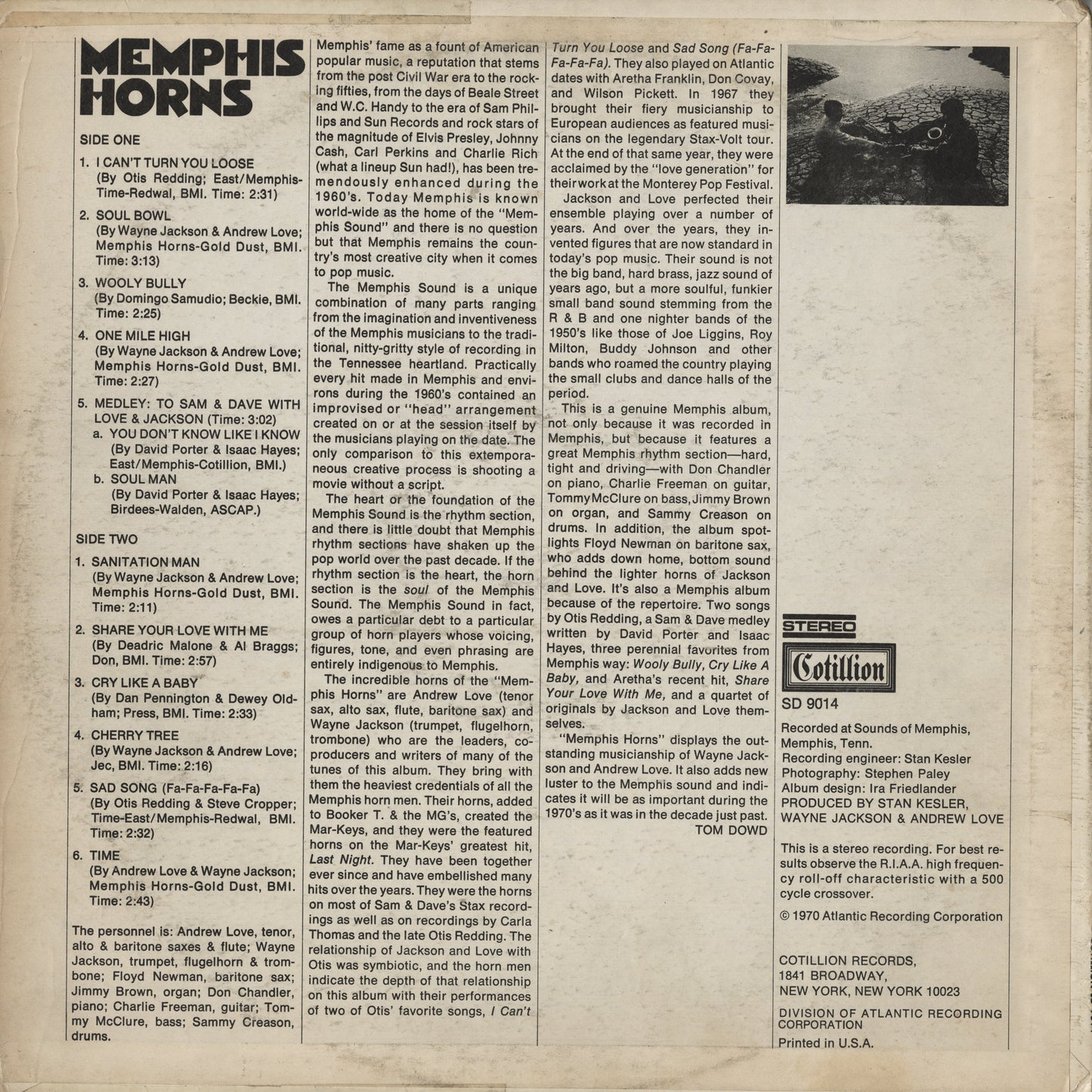 Memphis Horns - Memphis Horns (SD 9014) LP 1970 US Cotillion｜中古LP