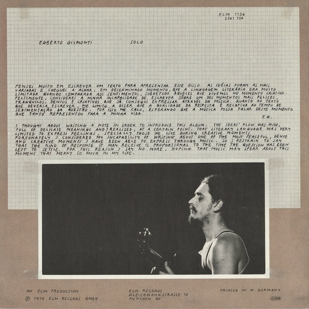 Egberto Gismonti / エグベルト・ジスモンチ / Solo (ECM-1136)