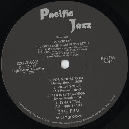 Chet Baker & Art Pepper - Playboys (GXF 3103(M)) 1978 JPN Pacific Jazz｜中古LP