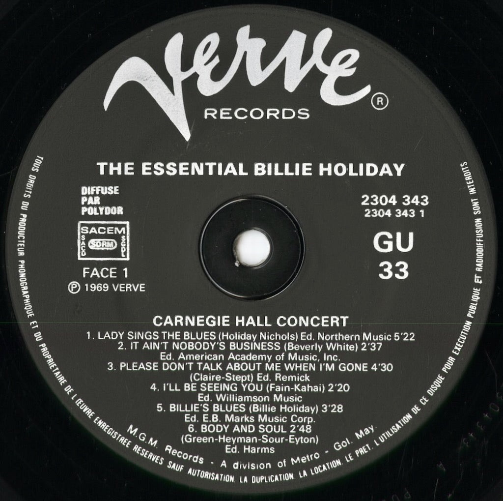 Billie Holiday - The Essential Billie Holiday - Carnegie Hall Concert (2304 343) 1983 FRA Verve｜中古LP