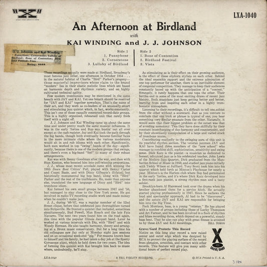 J.J. Johnson And Kai Winding - An Afternoon At Birdland (LXA 1040) 1956 US "X"｜中古LP