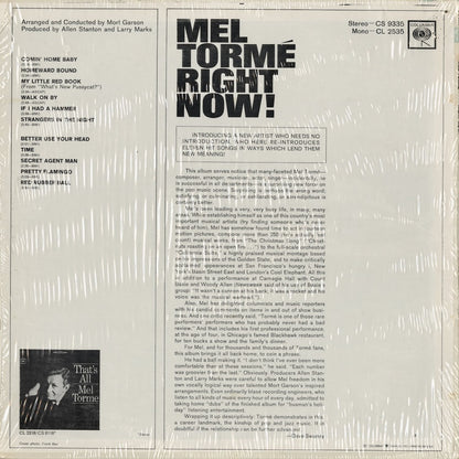 Mel Torme - Right Now! (CS 9335) 1966 US Columbia｜中古LP