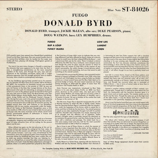 Donald Byrd - Fuego (GXK 8037) LP 1978 JPN Blue Note｜中古LP