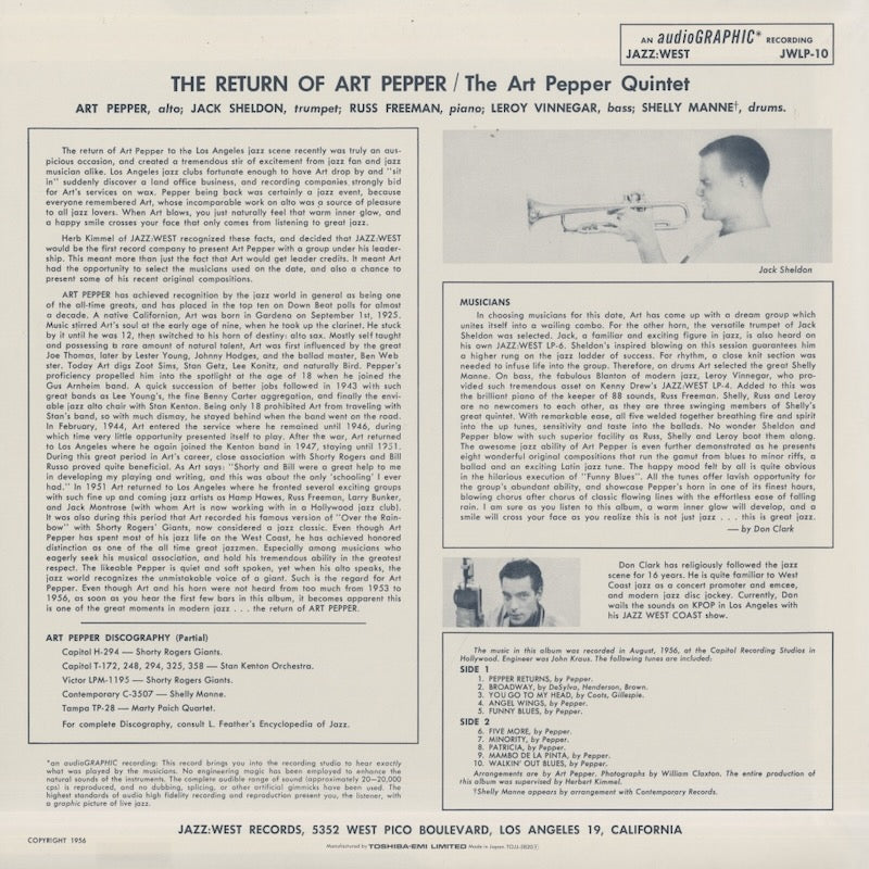 Art Pepper / アート・ペッパー / The Return Of Art Pepper (TOJJ-5820)