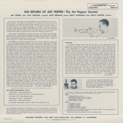 Art Pepper / アート・ペッパー / The Return Of Art Pepper (TOJJ-5820)