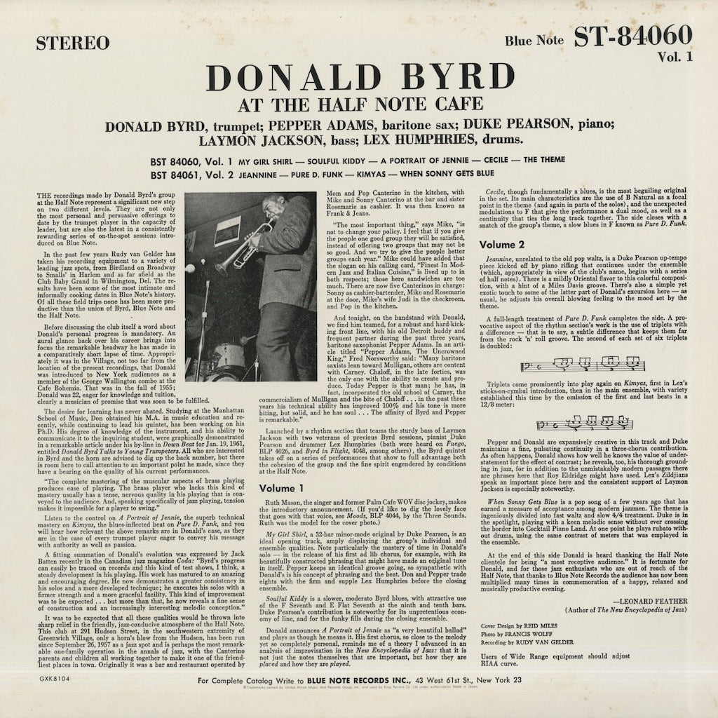 Donald Byrd / ドナルド・バード / At The Half Note Cafe, Vol. 1 (GXK 8104)