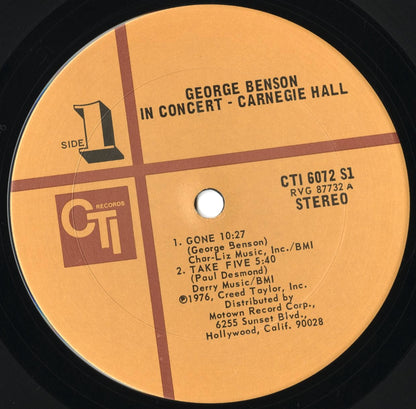 George Benson - In Concert - Carnegie Hall (CTI 6072 S1) 1976 US CTI｜中古LP