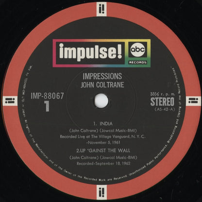 John Coltrane - Impressions (IMP-88067) 1973 JPN Impulse｜中古LP