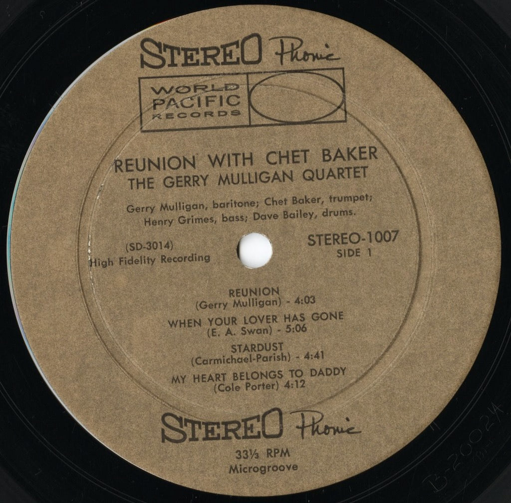 Gerry Mulligan - Reunion With Chet Baker (1007) LP 1958 US World Pacific｜中古LP