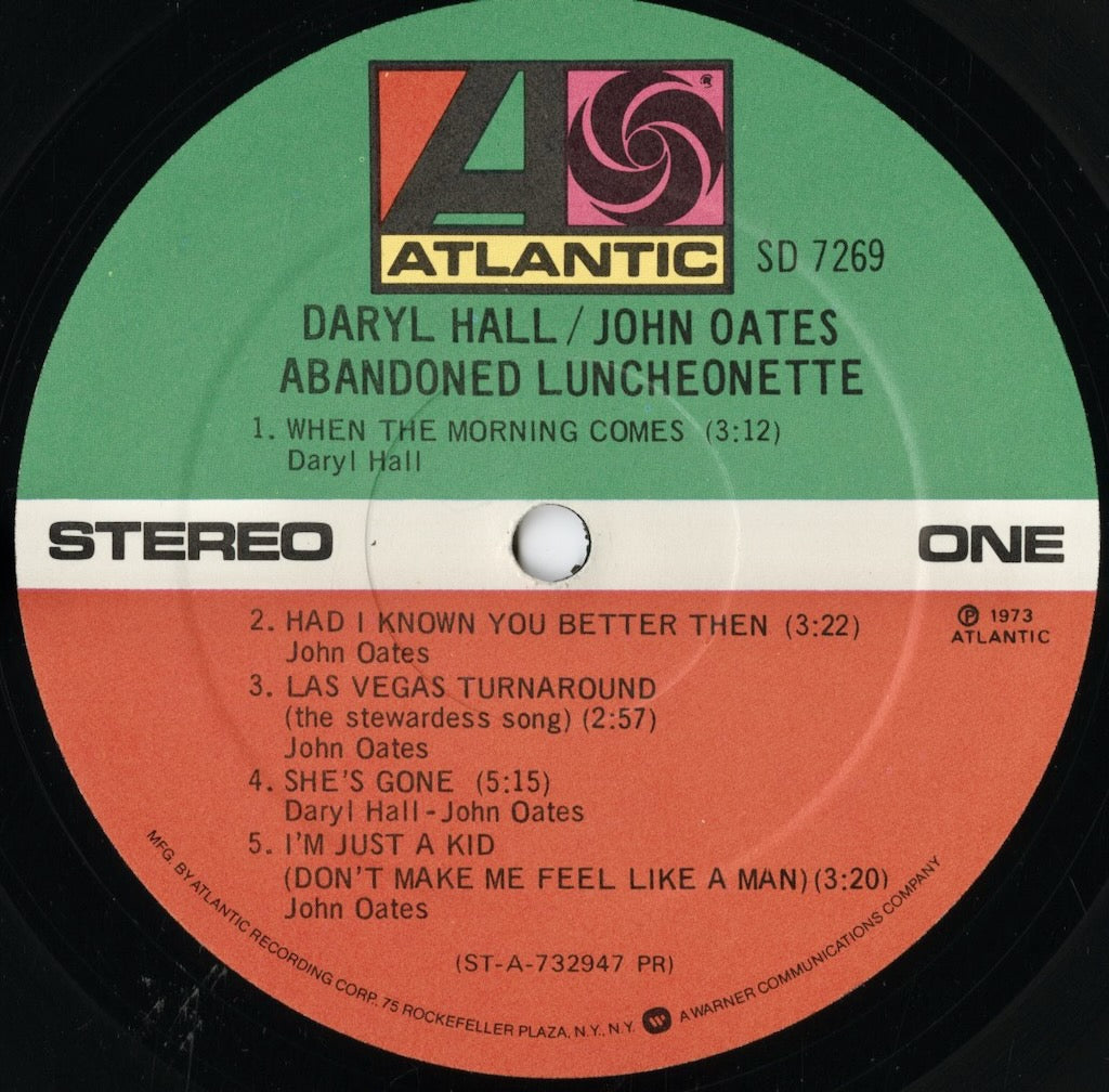 Daryl Hall & John Oates / ダリル・ホール　ジョン・オーツ / Abandoned Luncheonette (SD 19139) US 1977 Pressing