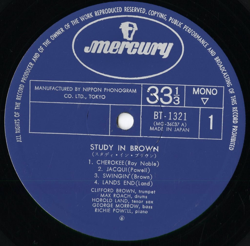 Clifford Brown and Max Roach - Study In Brown (BT-1321) 1974 JPN Mercury｜中古LP