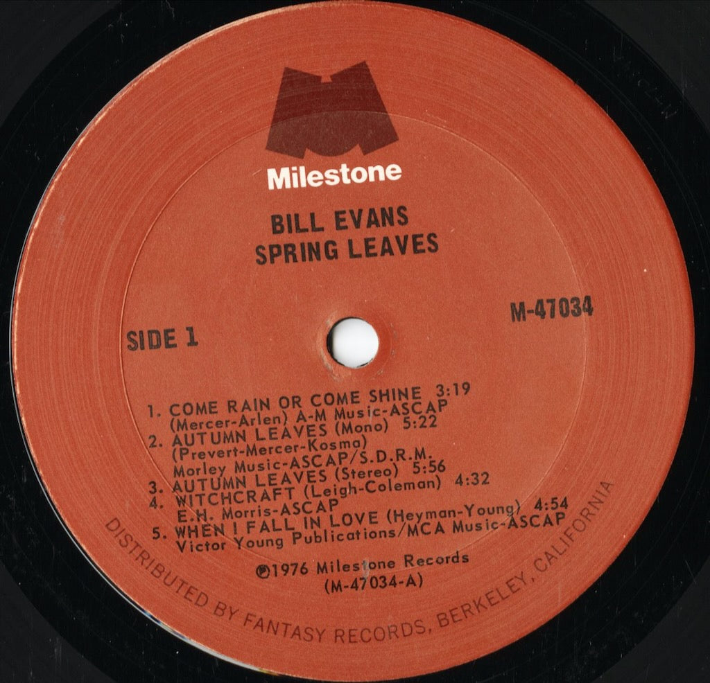 Bill Evans - Spring Leaves (M-47034) LP 1976 US Milestone｜中古LP