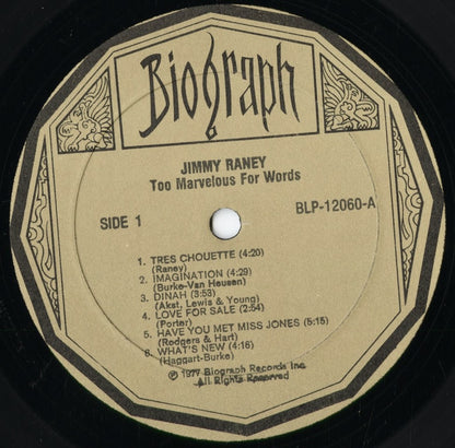 Jimmy Raney - Too Marvelous For Words (BLP-12060) 1979 US Biograph｜中古LP