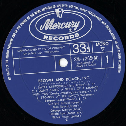 Clifford Brown and Max Roach / クリフォード・ブラウン　マックス・ローチ / Brown And Roach Incorporated (SM-7265(M))