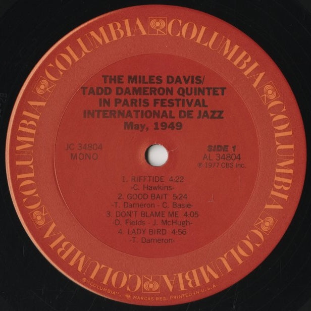 Miles Davis / Tadd Dameron Quintet / マイルス・デイヴィス　タッド・ダメロン / Paris Festival International De Jazz (JC 34804)