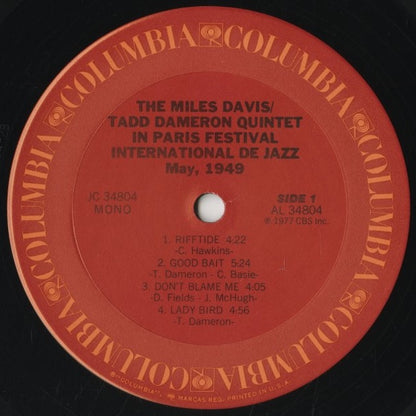 Miles Davis / Tadd Dameron Quintet / マイルス・デイヴィス　タッド・ダメロン / Paris Festival International De Jazz (JC 34804)