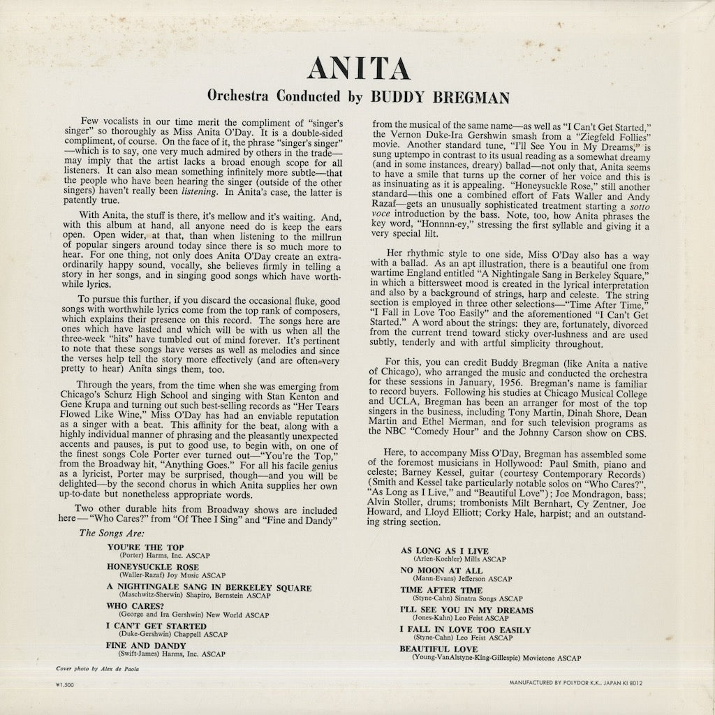 Anita O'Day / アニタ・オデイ / Anita (MV 4023)