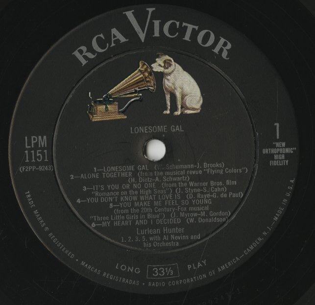 Lurlean Hunter / ラリーン・ハンター / Lonesome Gal (LPM 1151)