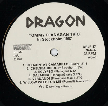 Tommy Flanagan - In Stockholm 1957 (DRLP 87) 1985 SWE Dragon｜中古LP